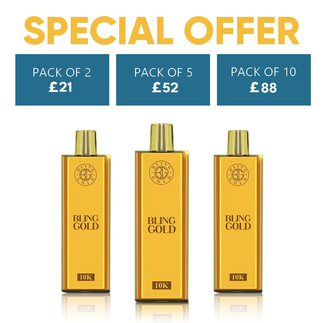 Gold Bling 10,000 Puffs Disposable Vape - Premium Vaping Experience - Vapourse