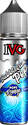 IVG Pops Range featuring e-liquids inspired by hard candy flavors like Blue Pop and Caramel Lollipop, available in 50ml short fill bottles with a 70% VG blend for rich flavor and vapor production.