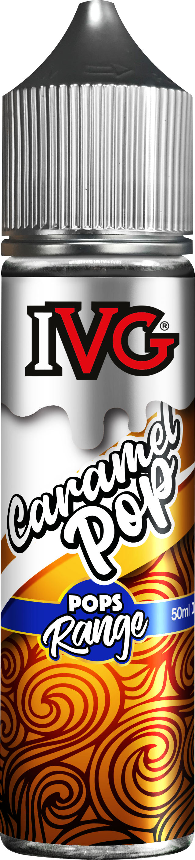 IVG Pops Range featuring e-liquids inspired by hard candy flavors like Blue Pop and Caramel Lollipop, available in 50ml short fill bottles with a 70% VG blend for rich flavor and vapor production.