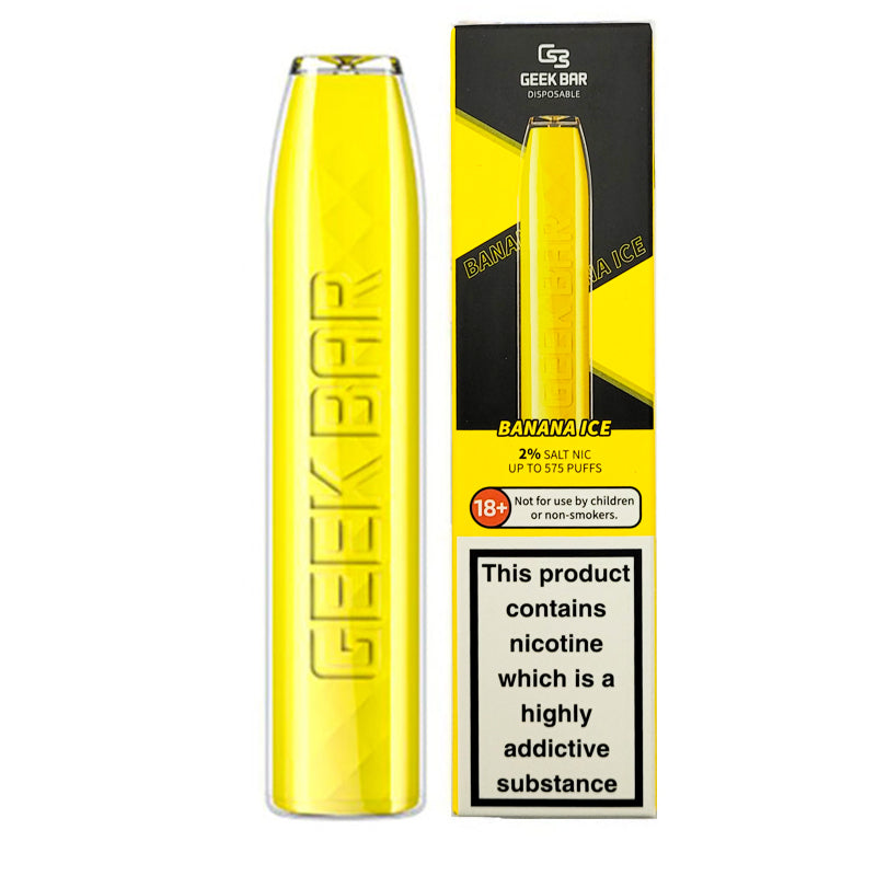 Geek Bar Disposable Vape featuring 20mg nicotine salt e-liquid, offering up to 575 puffs with a built-in 500mAh battery and inhale activation for easy vaping on the go.