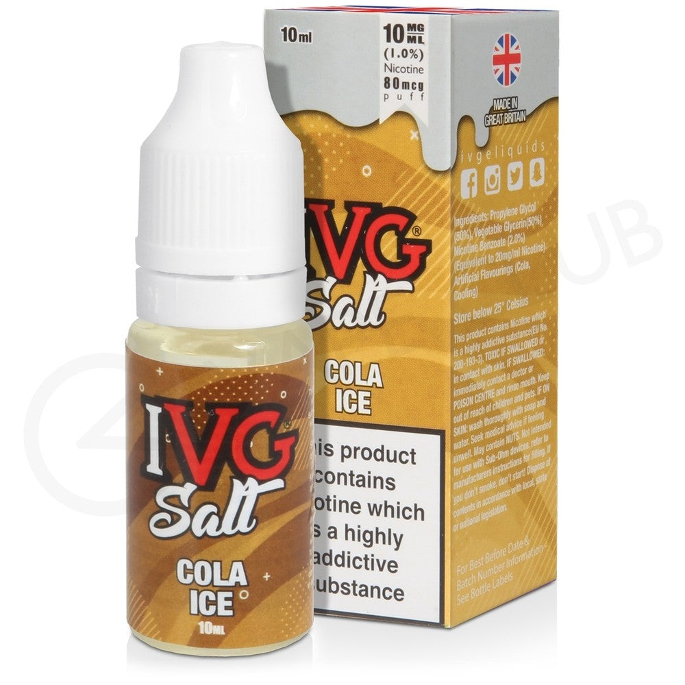 IVG Nic Salts E-Liquid Bulk Buy featuring 50 x 10ml bottles available in 10mg and 20mg nicotine strengths, offering a variety of flavors with a smooth throat hit and balanced VG/PG ratio.