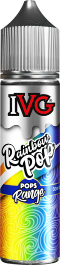 IVG Pops Range featuring e-liquids inspired by hard candy flavors like Blue Pop and Caramel Lollipop, available in 50ml short fill bottles with a 70% VG blend for rich flavor and vapor production.
