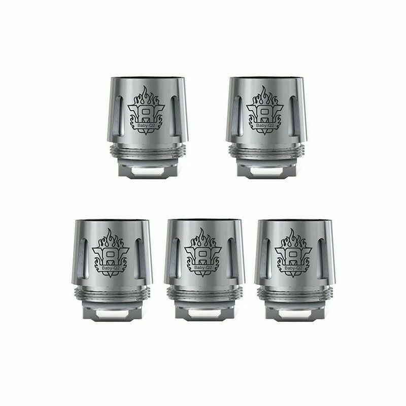Genuine SMOK Baby Q2 Coils for TFV8 Replacement featuring 0.4Ω and 0.6Ω options designed for enhanced flavor and vapor production in packs of five.