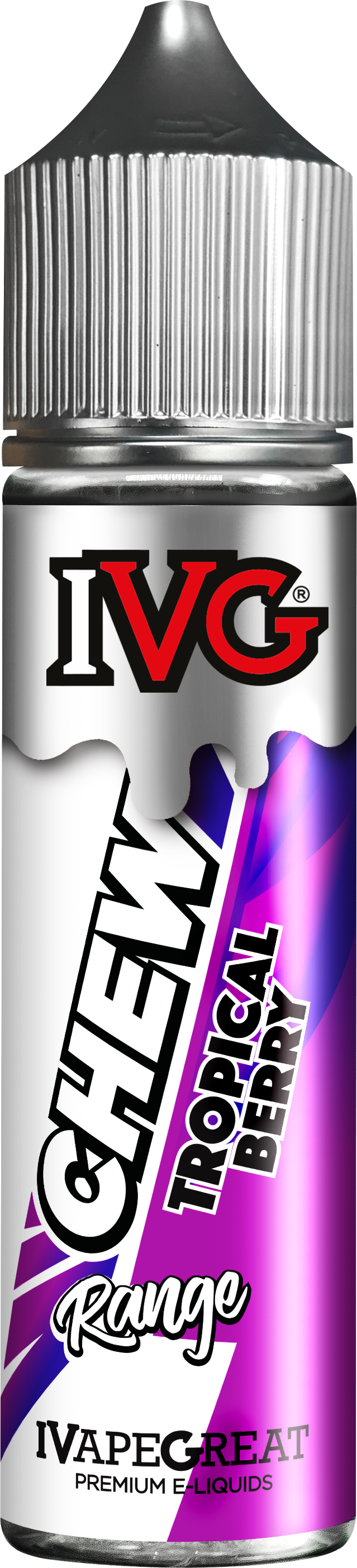 IVG Chew Range e-liquids featuring a variety of flavors inspired by classic chewing gum, crafted with a 70% VG blend for rich flavor and vapor production in 50ml bottles.