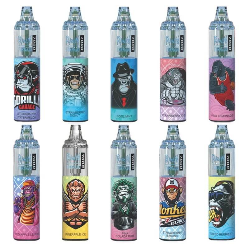 0% Nic RandM Tornado 7000 Vape Puff R & M Bars Box of 10 - Vapourse