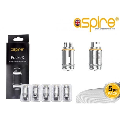 Aspire PockeX Replacement Coils - 0.6Ω & 1.2Ω (Pack of 5) - Vapourse
