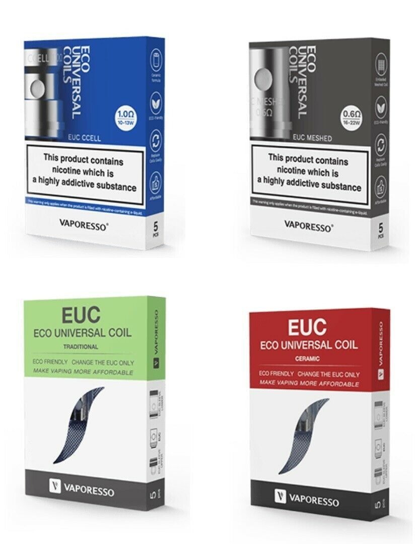 Authentic Vaporesso Eco Universal Coils (EUC) - 5 Pack | Versatile Replacement Coils - Vapourse