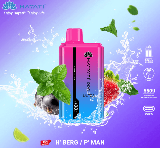 Hayati Pro Ultra 15000 puffs Vape H' Berg + P' Man £9.60
