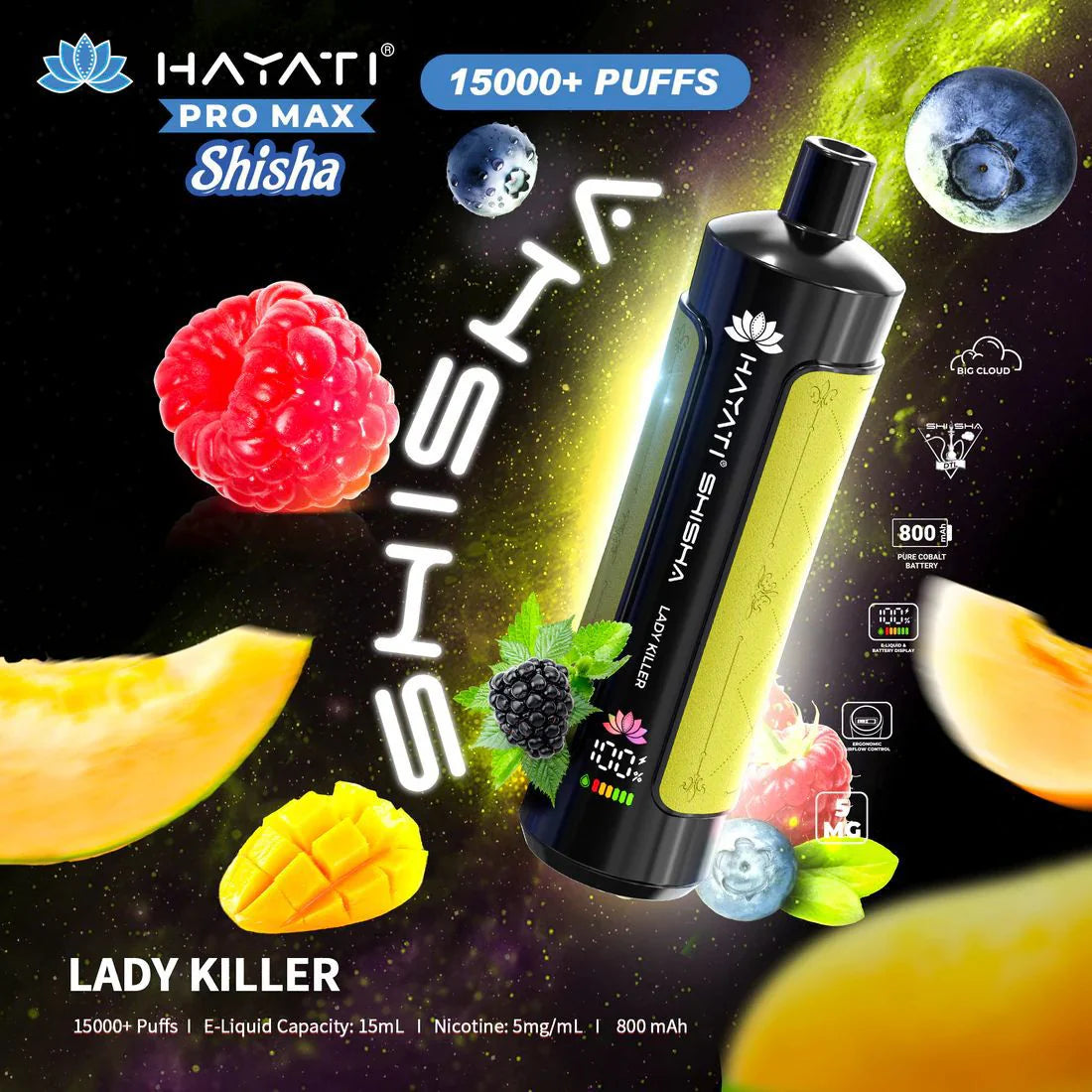 Hayati Pro Max Shisha 15000 Puffs Disposable Vape - Vapourse