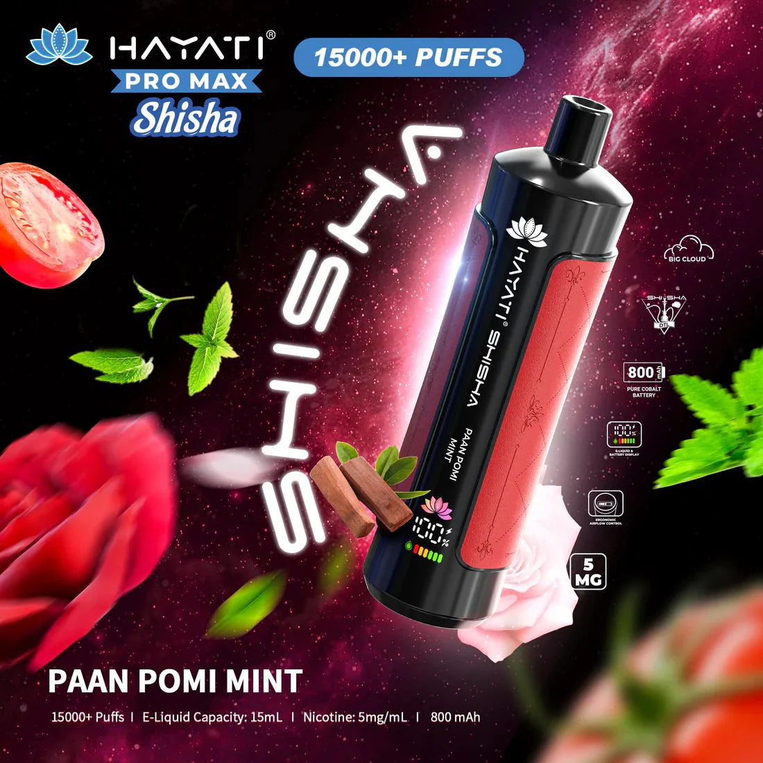Hayati Pro Max Shisha 15000 Puffs Disposable Vape - Vapourse