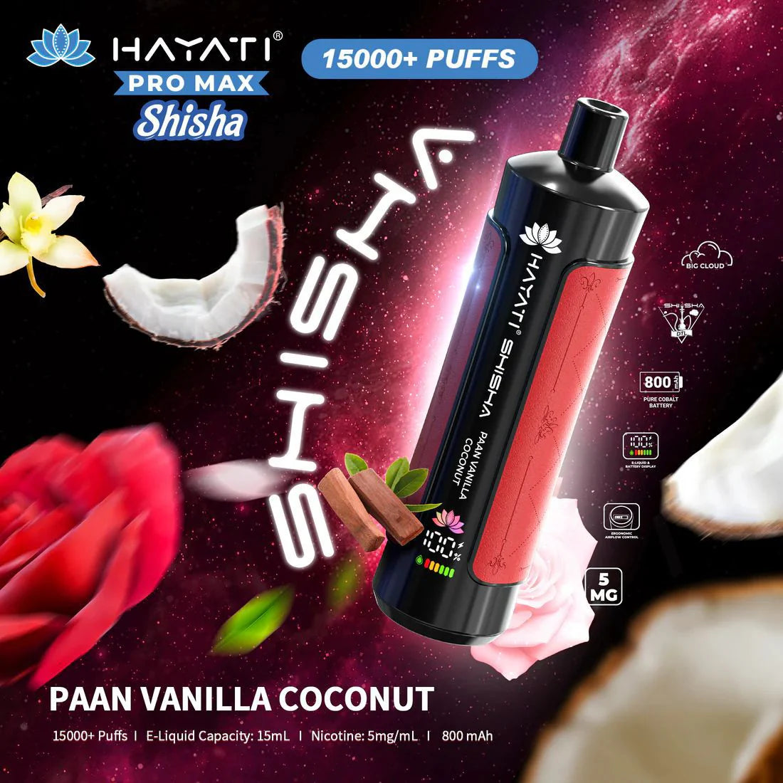 Hayati Pro Max Shisha 15000 Puffs Disposable Vape - Vapourse