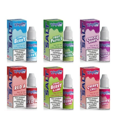 Kingston Salts E-Liquid Nic Salts 10ml 50/50 Juice - 20MG Pack of 12 - Vapourse