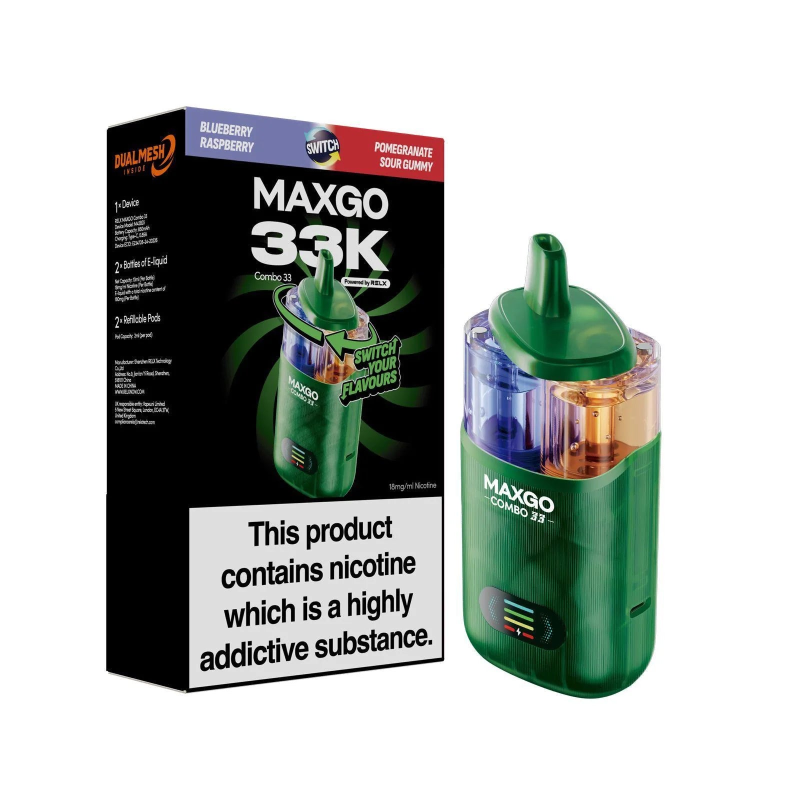 RELX MAXGO Combo 33000 Puffs Pod Kit - Vapourse