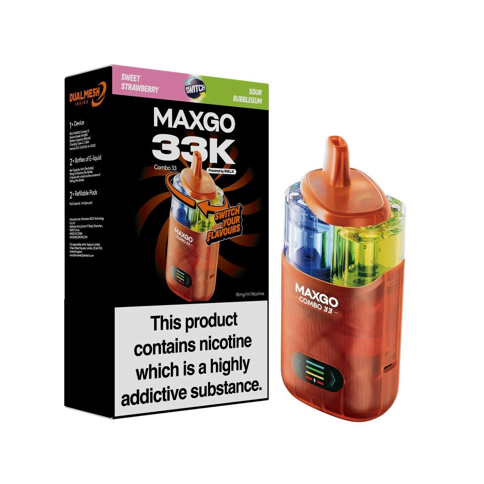 RELX Maxgo Combo 33K Puffs Pod Kit Vapourse RELX Maxgo Combo 33K Puffs Pod Kit Vapourse