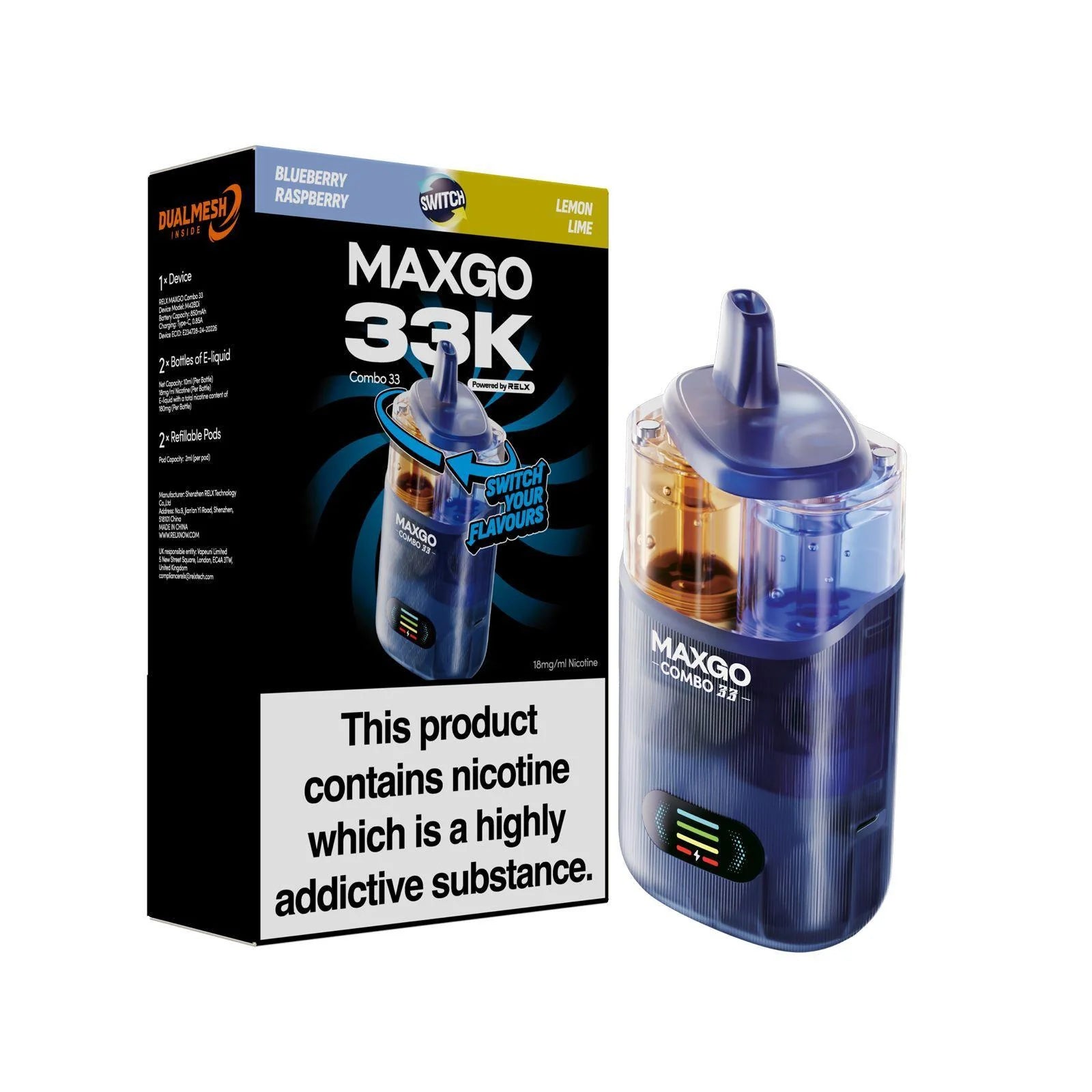 RELX MAXGO Combo 33000 Puffs Pod Kit - Vapourse