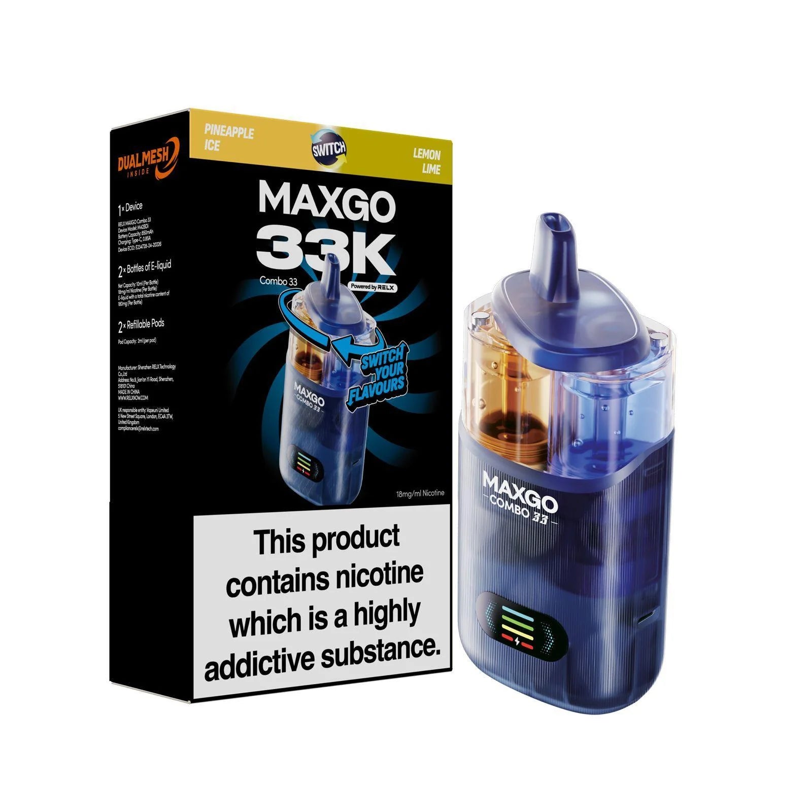 RELX Maxgo Combo 33K Puffs Pod Kit Vapourse RELX Maxgo Combo 33K Puffs Pod Kit Vapourse