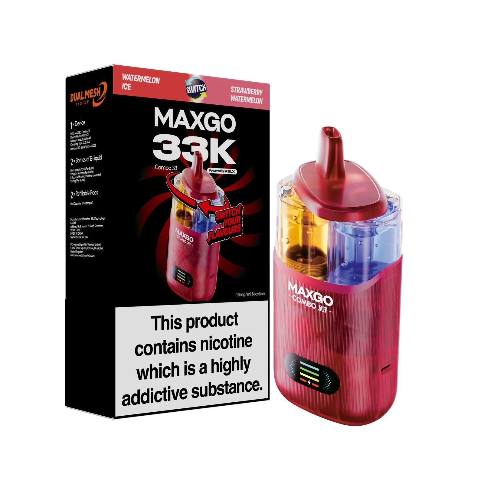 RELX MAXGO Combo 33000 Puffs Pod Kit - Vapourse