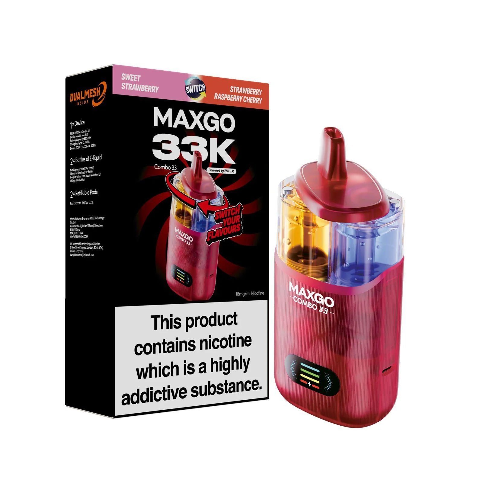 RELX MAXGO Combo 33000 Puffs Pod Kit - Vapourse