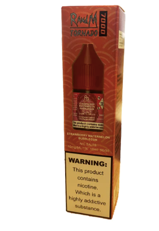 RandM Tornado 7000 Strawberry Watermelon Bubblegum Nic Salt - 10ml Box of 10 - Vapourse