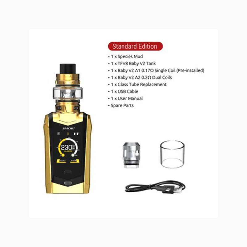 SMOK Species 230W Touch Screen  Kit with TFV8 Baby V2 Tank - Authentic Vape Kit - Vapourse