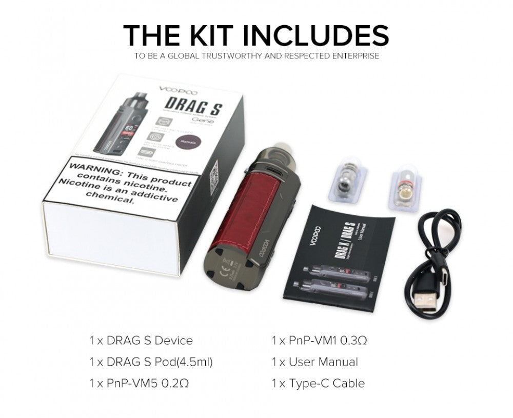 VOOPOO Drag S 60W Mod Pod Kit - 2500mAh Battery with 4.5ml Capacity - Vapourse