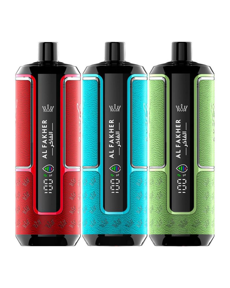 Al Fakher Crown Bar 15K Hyper Max Disposable Vape offering up to 15,000 puffs with a 20mg nicotine strength, featuring a sleek design and available in over 20 delicious flavors.