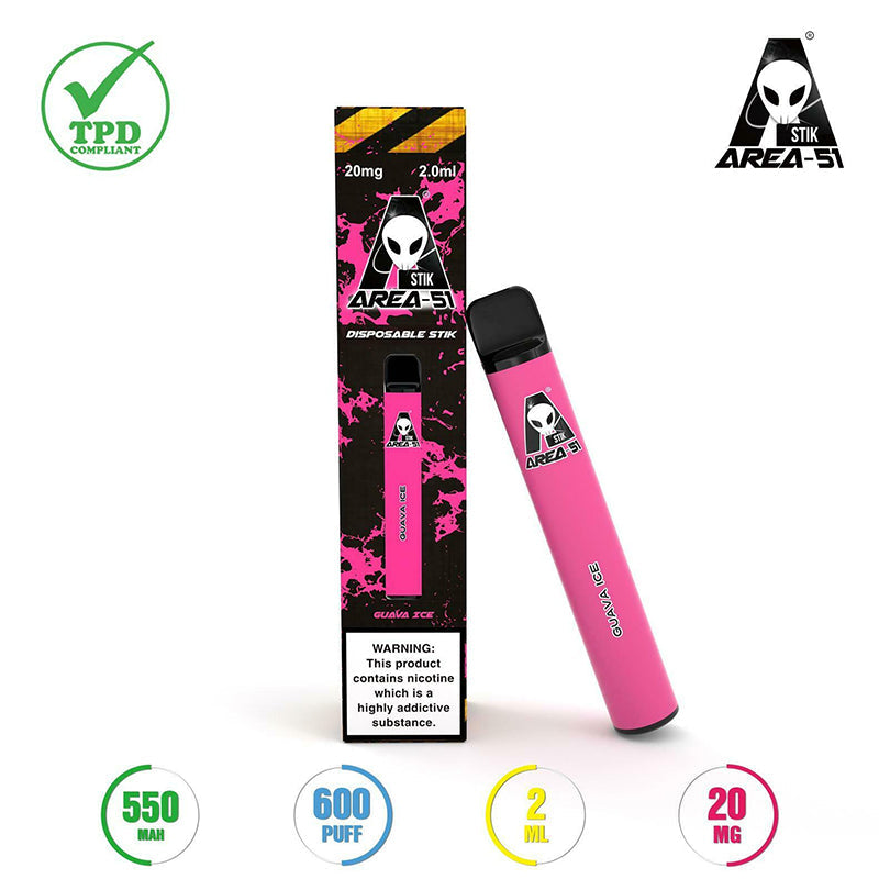 Area 51 Disposable Stick Vape Pod Kit | 2ml | 550mAh Battery | 600 Puffs | 20mg