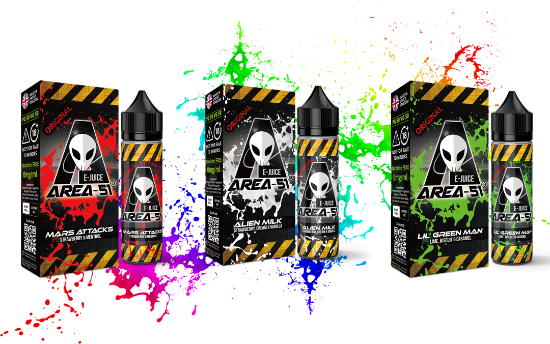 AREA 51 E-LIQUID ALL FAVOURS AVAILABLE 100ML
