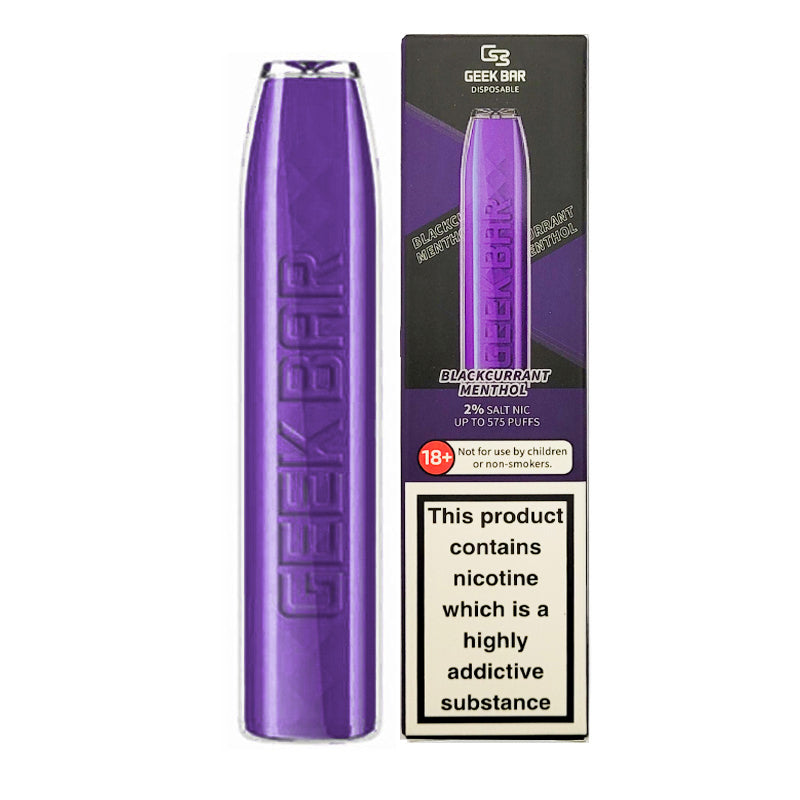 Geek Bar Disposable Vape featuring 20mg nicotine salt e-liquid, offering up to 575 puffs with a built-in 500mAh battery and inhale activation for easy vaping on the go.