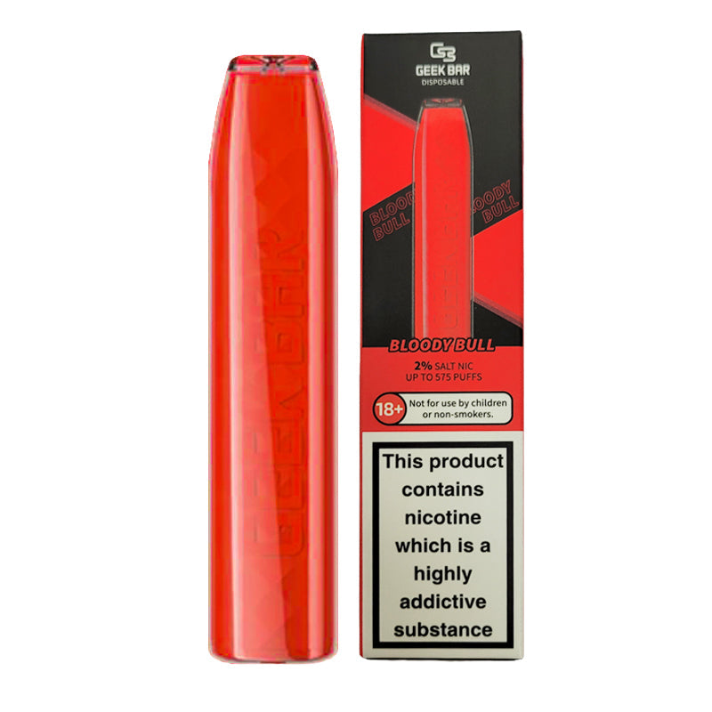 Geek Bar Disposable Vape featuring 20mg nicotine salt e-liquid, offering up to 575 puffs with a built-in 500mAh battery and inhale activation for easy vaping on the go.