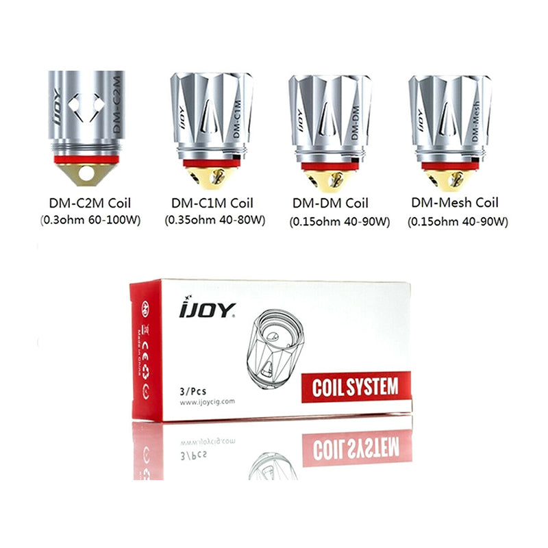 iJoy DM-DM/Mesh and DMB-DM/Mesh Replacement Coils designed for optimal flavor and vapor production, featuring a mesh design for even heating, compatible with various iJoy tanks.