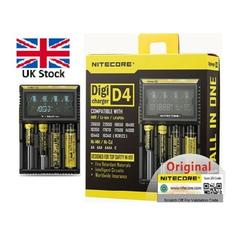 Nitecore Charger D4 Intelligent Li-Ion,LiFePo4,Ni-MH 26650-18650 Battery Charger